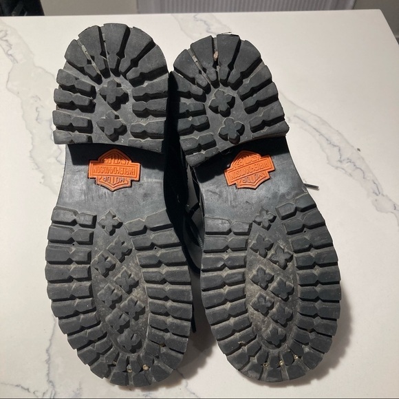 HARLEY DAVIDSON Sz 6 Moto Chunky Sole Thick Leather Zipper and Buckles Booties - Picture 10 of 16